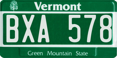 VT license plate BXA578