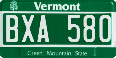 VT license plate BXA580