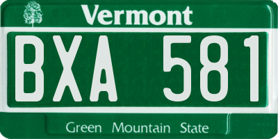 VT license plate BXA581