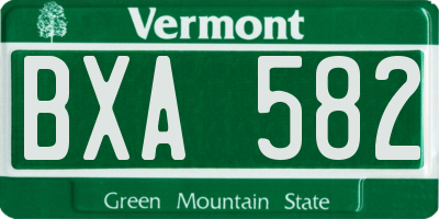 VT license plate BXA582