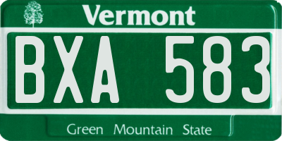 VT license plate BXA583