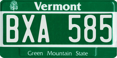 VT license plate BXA585