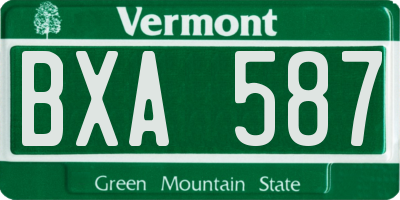 VT license plate BXA587