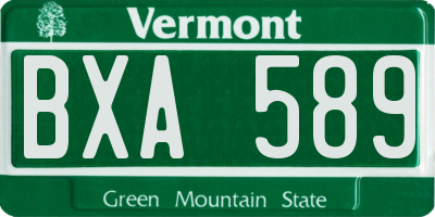 VT license plate BXA589