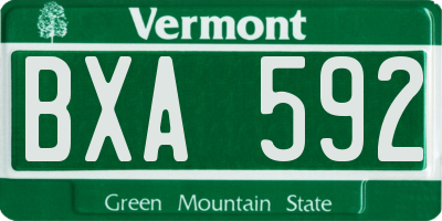VT license plate BXA592