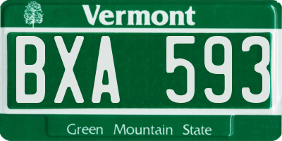 VT license plate BXA593