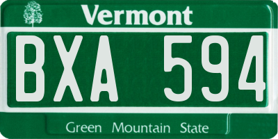 VT license plate BXA594