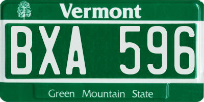 VT license plate BXA596