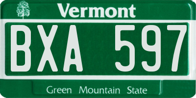 VT license plate BXA597