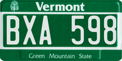 VT license plate BXA598