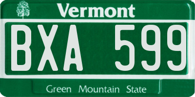 VT license plate BXA599