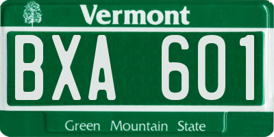 VT license plate BXA601