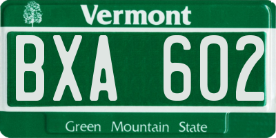 VT license plate BXA602