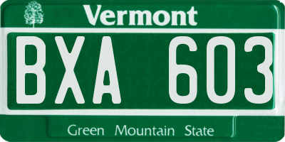 VT license plate BXA603