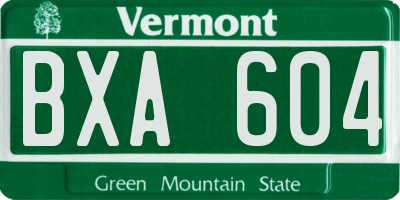 VT license plate BXA604