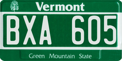 VT license plate BXA605