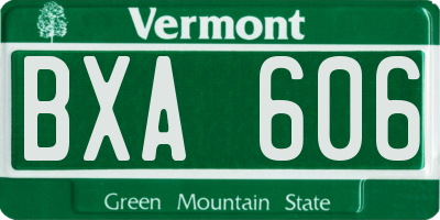 VT license plate BXA606