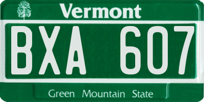 VT license plate BXA607