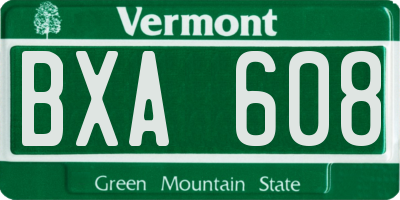 VT license plate BXA608