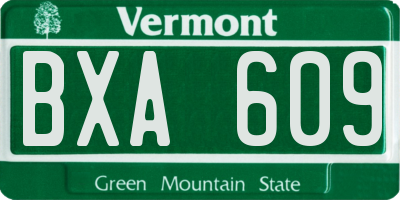VT license plate BXA609