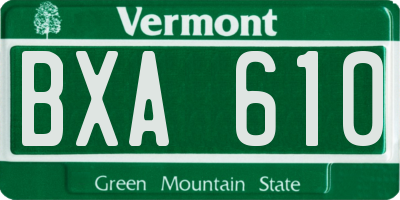 VT license plate BXA610