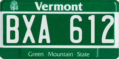 VT license plate BXA612