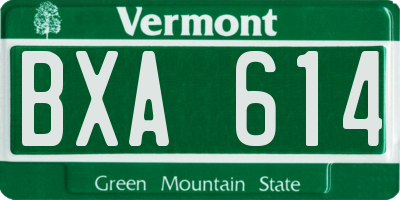 VT license plate BXA614