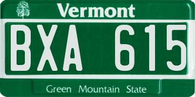 VT license plate BXA615