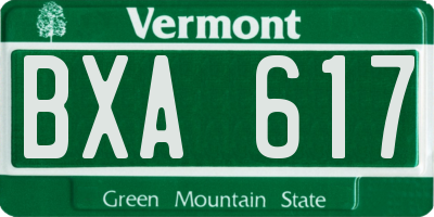 VT license plate BXA617