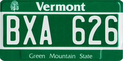 VT license plate BXA626