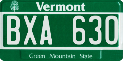 VT license plate BXA630