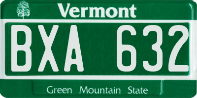 VT license plate BXA632