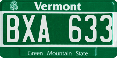 VT license plate BXA633