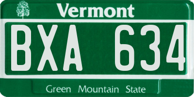 VT license plate BXA634
