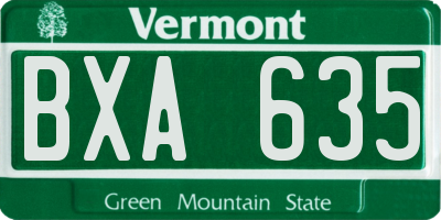VT license plate BXA635