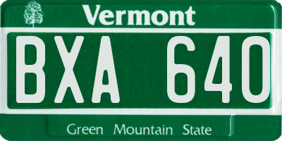 VT license plate BXA640