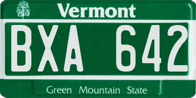 VT license plate BXA642