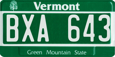 VT license plate BXA643