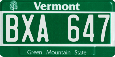 VT license plate BXA647