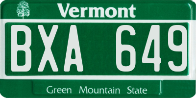 VT license plate BXA649