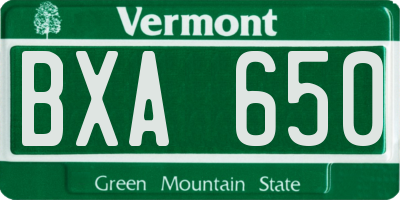 VT license plate BXA650