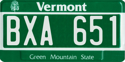 VT license plate BXA651