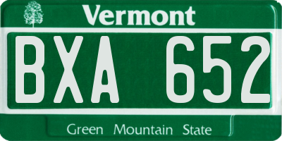 VT license plate BXA652