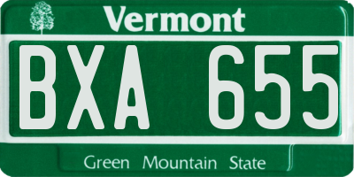 VT license plate BXA655