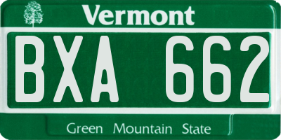 VT license plate BXA662