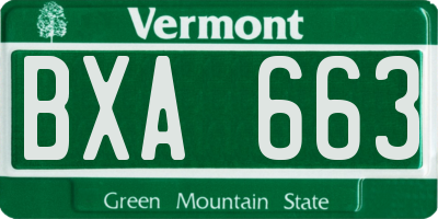 VT license plate BXA663