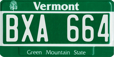 VT license plate BXA664