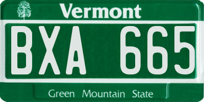 VT license plate BXA665