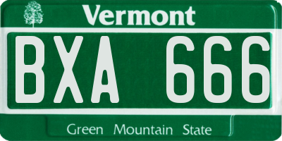 VT license plate BXA666