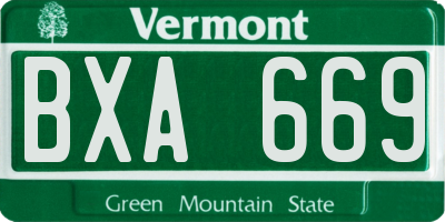 VT license plate BXA669